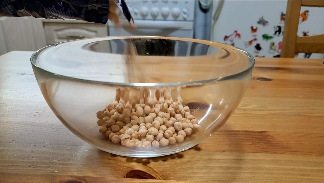 Я 200 гр. Нута насыпала в чашу