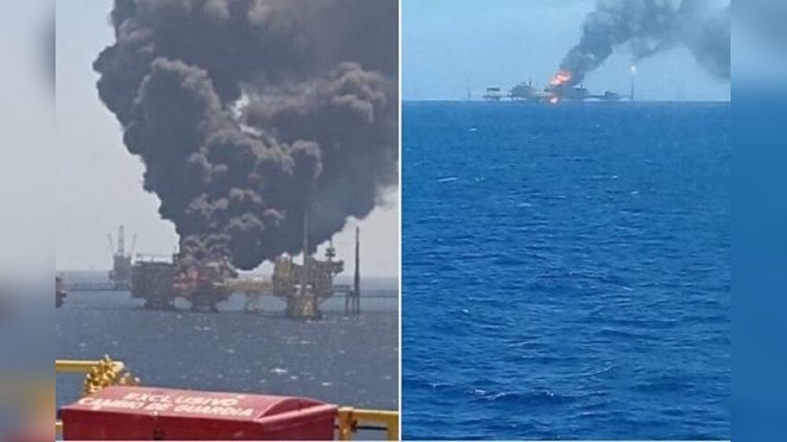 В Мексиканском заливе на нефтедобывающей платформе произошел взрыв и пожар.