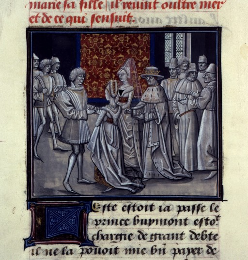 Вторая свадьба Констанции Французской,  миниатюра из рукописи «Истории» Гильома Тирского