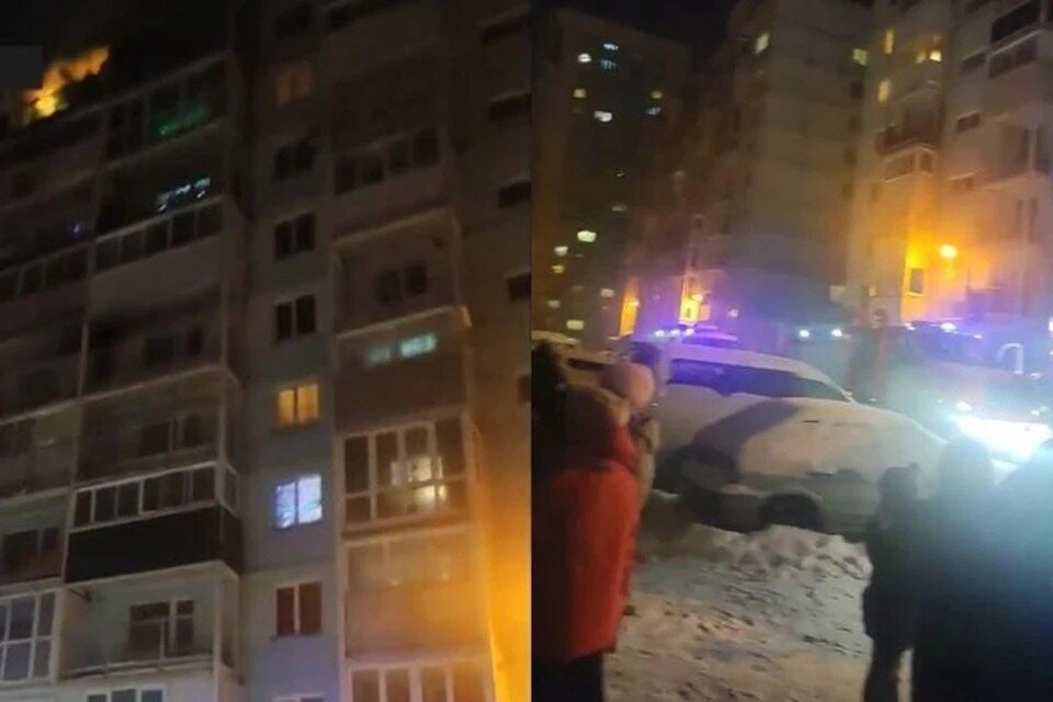     Из-за фейерверков загорелись сразу четыре балкона. Фото: "АСТ-54"