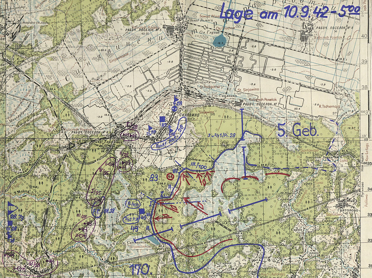 Карта обстановки к 5:00 10.09.1942