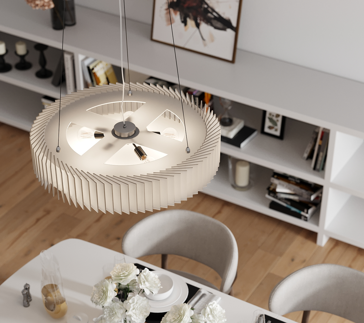 На фото: светильник ROTOR Chandelier white acrylic