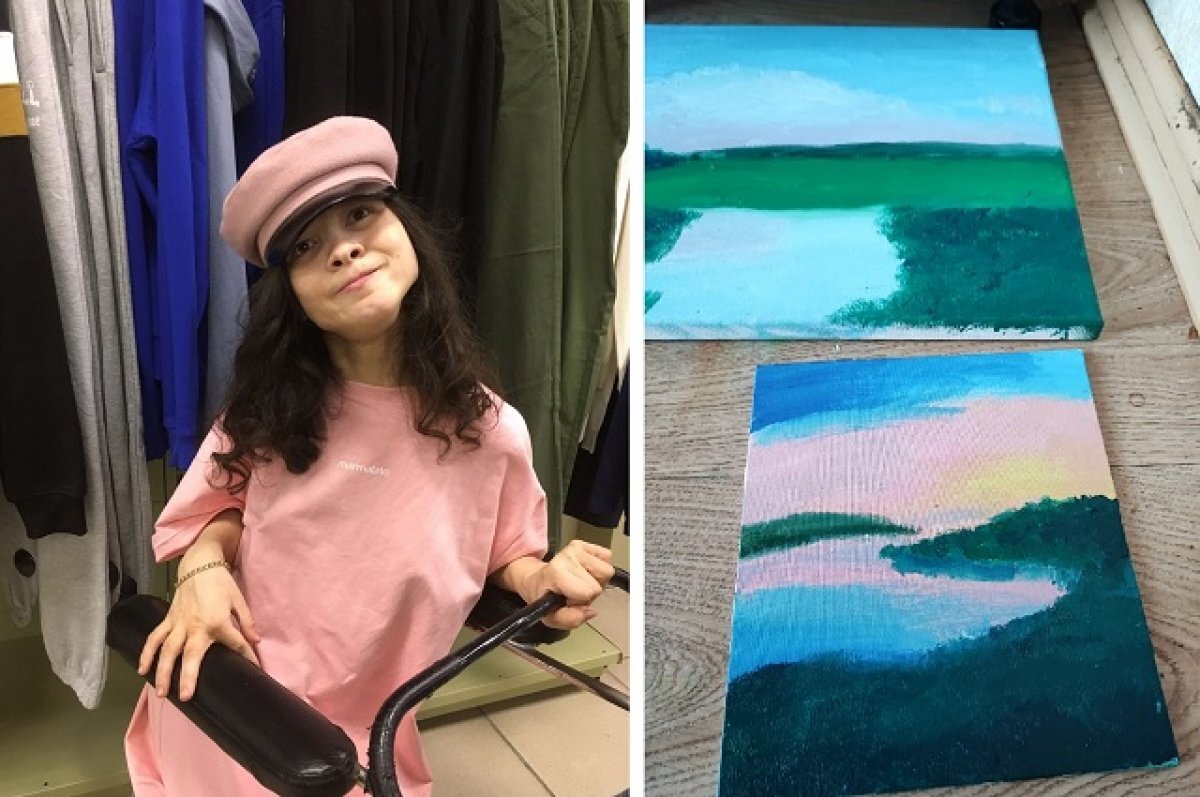    Картины ногами. Челябинка с ДЦП научилась рисовать без помощи рук