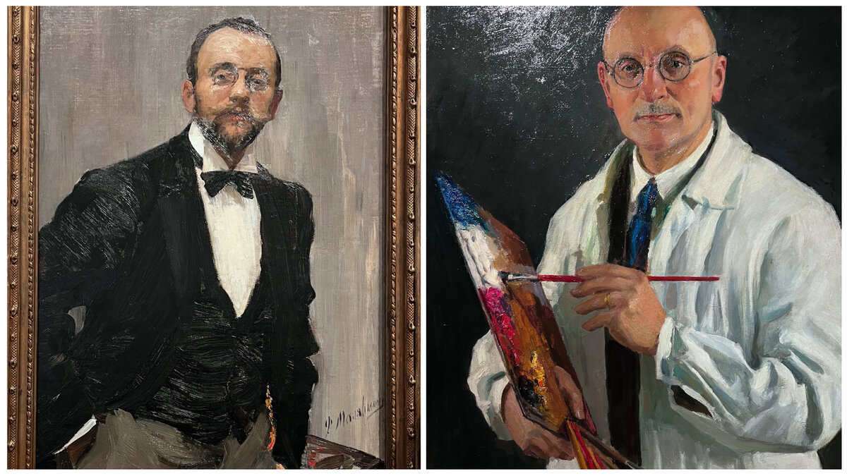 Слева - портрет И. Грабаря, автор Ф. Малявин. Справа - И. Грабарь, автопортрет