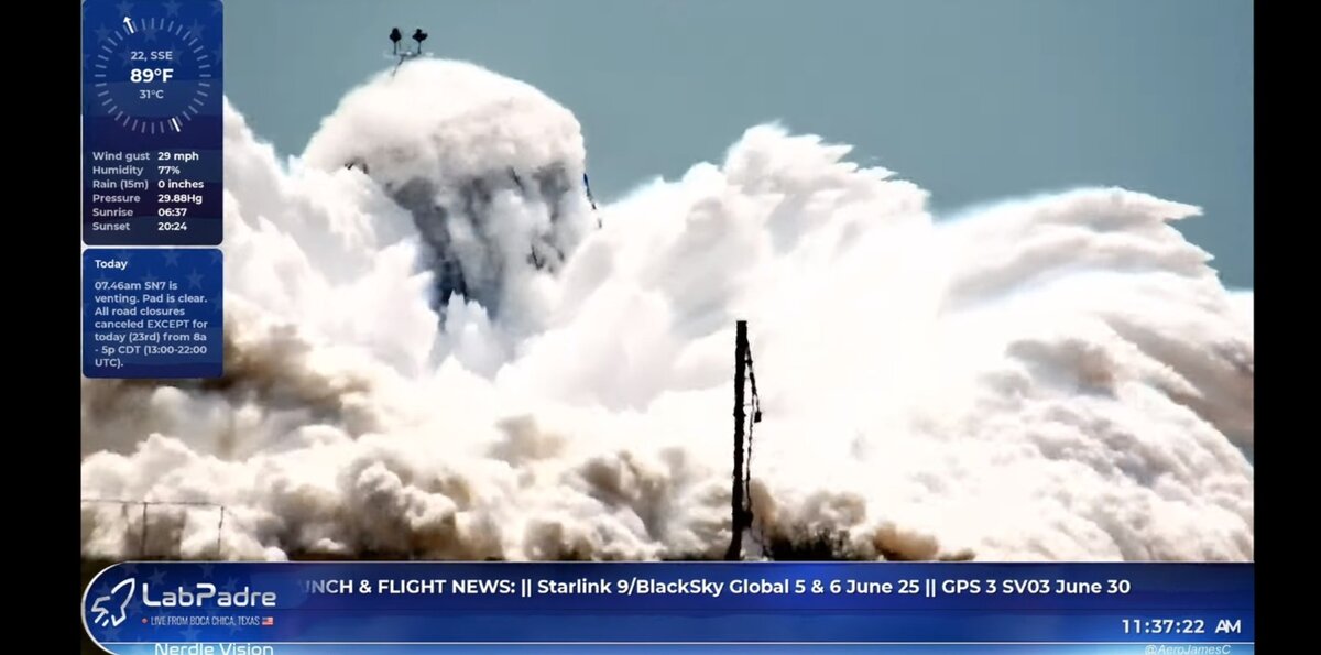 Есть старт (момент разрушения бака SN7)