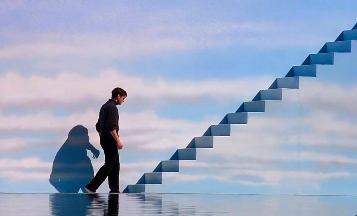 Кадр из фильма "Шоу Трумана" (англ. The Truman Show), 1998 года с Джимом Керри 