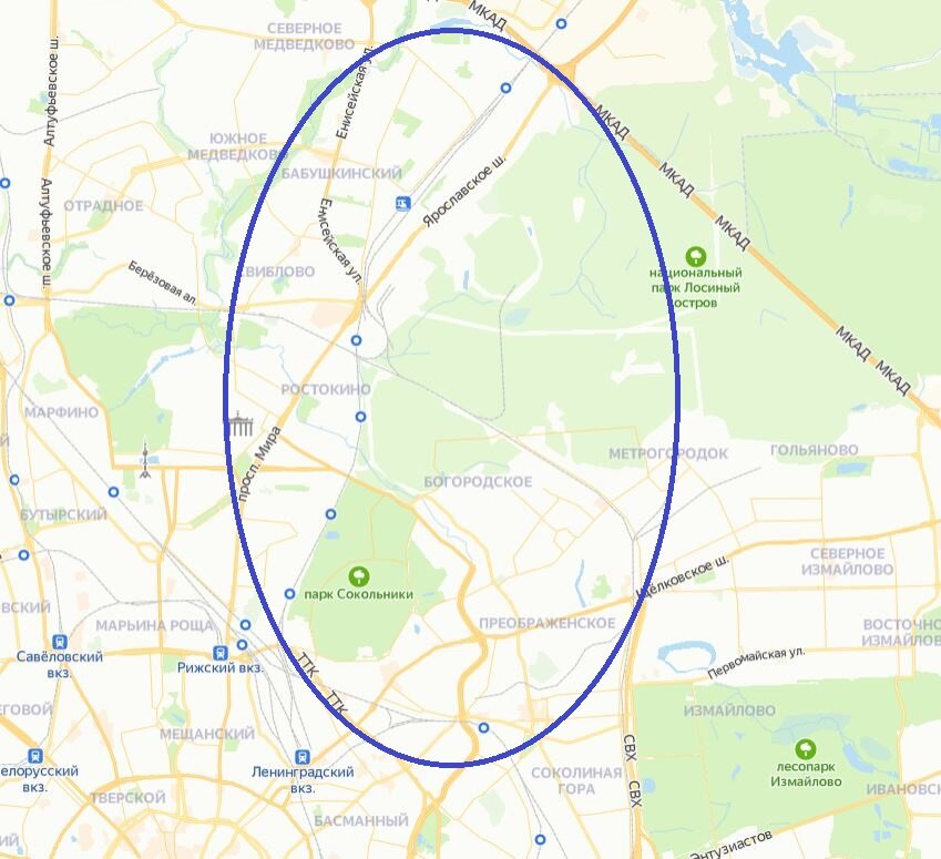 Примерный ареал, в котором я несколько месяцев искал себе квартиру
