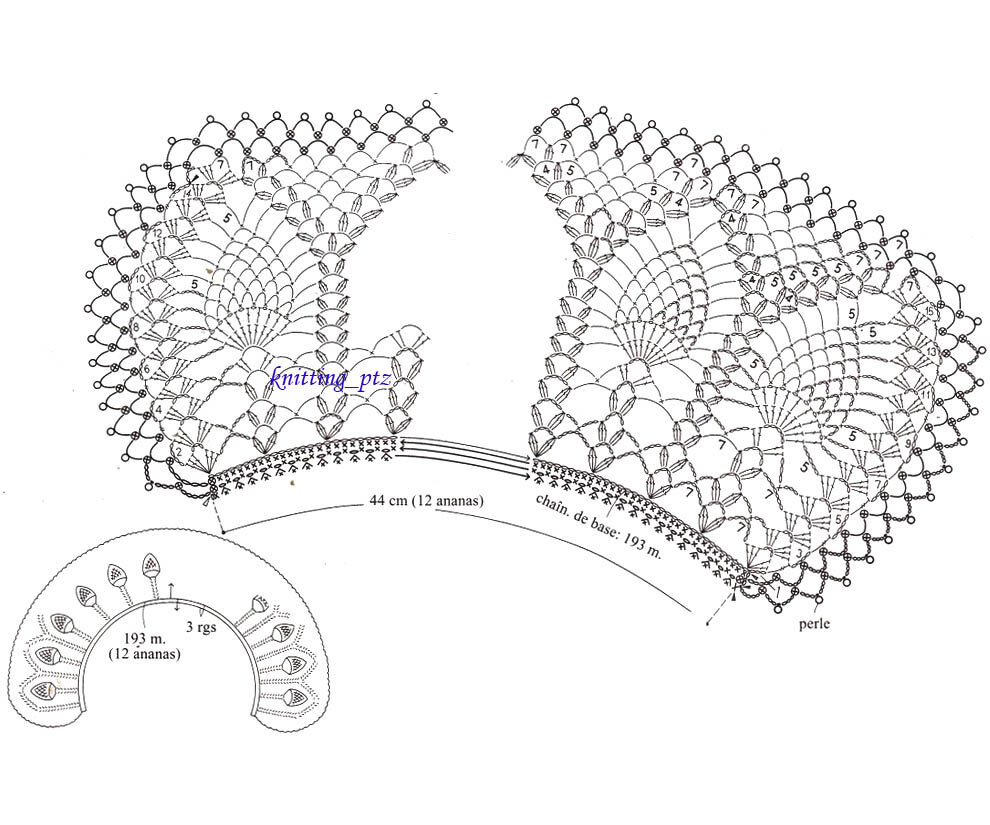 Схема вязания крючком воротника ажурного для платья