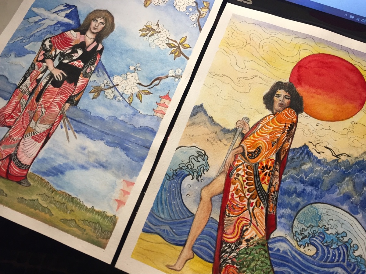 Акварельные работы, которые легли в основу открыток