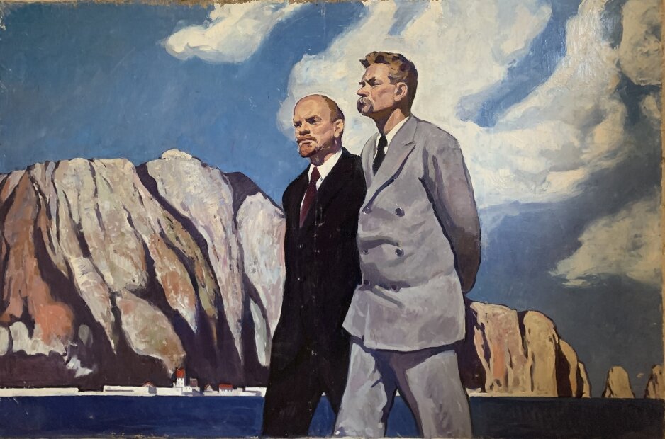 Картина "В.И.Ленин и Максим Горький на о.Капри". Художник К.В. Филатов, 1970 г.