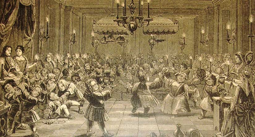 Свадьба карликов при Петре I. Гравюра начала XVIII века