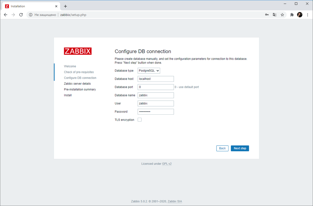 Схема базы данных postgresql zabbix