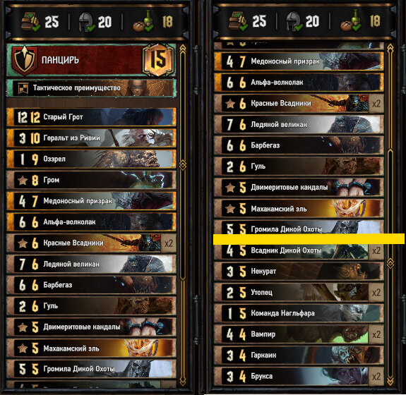 Список карт в колоде