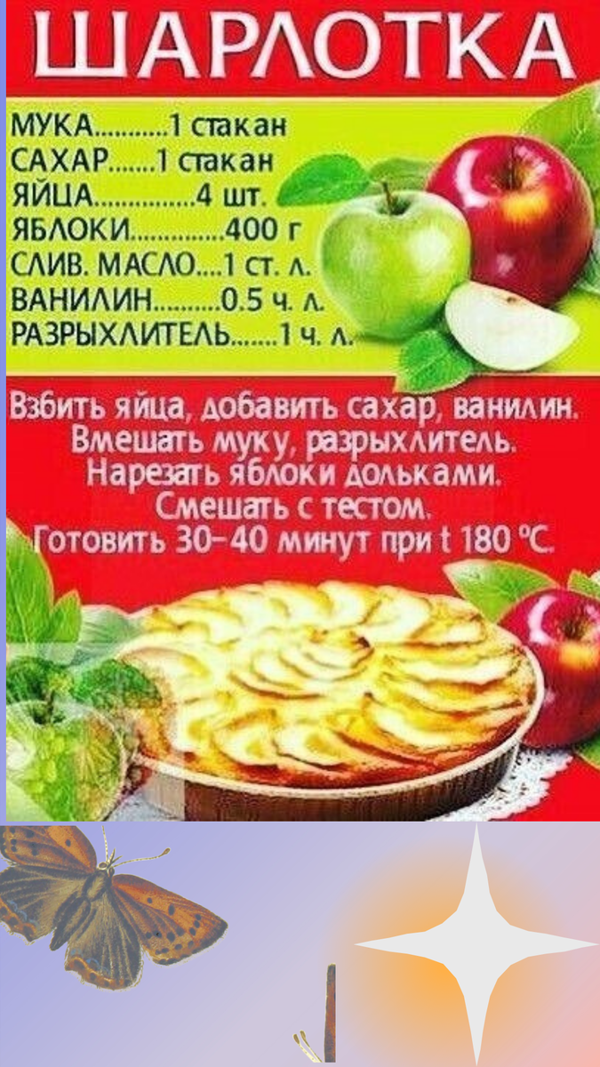 Рецепт шарлотки рисунок