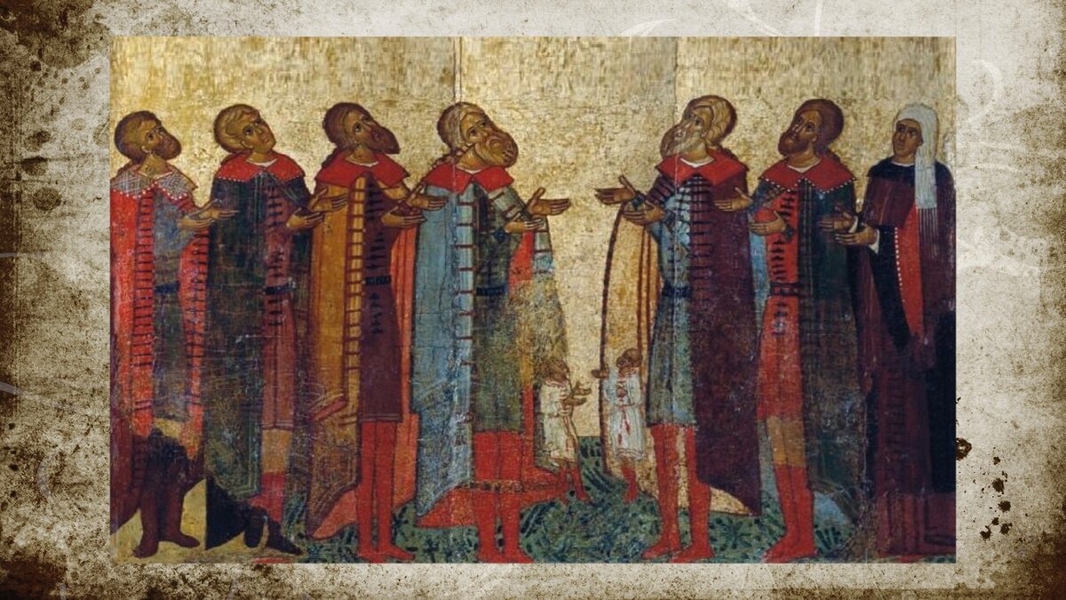 фрагмент иконы"молящиеся новгородцы", 15 век