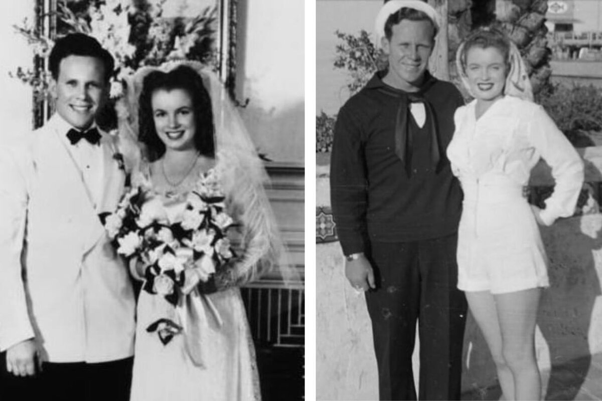 Свадьба Нормы Джин с Джеймсом Догерти и свидание с мужем во время его службы на флоте