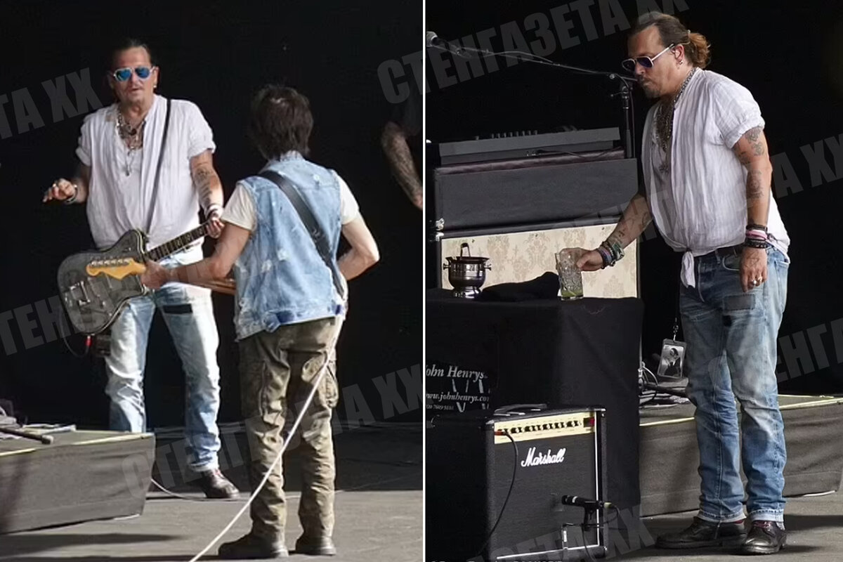 Дж. Депп репитирует своё выступление на фестивале. 