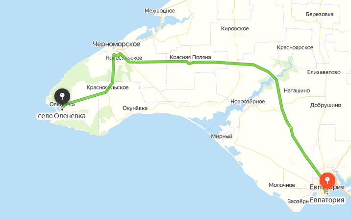 Карта крыма оленевка на карте