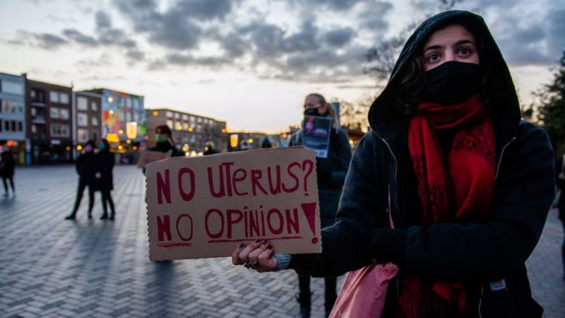 "Нет матки? Нет мнения!" - лозунги некоторых протестующих намекают на то, что женщины сами вправе решать принципиальные для их бытия вопросы