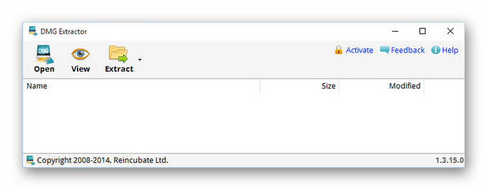 Интерфейс программы DMG Extractor