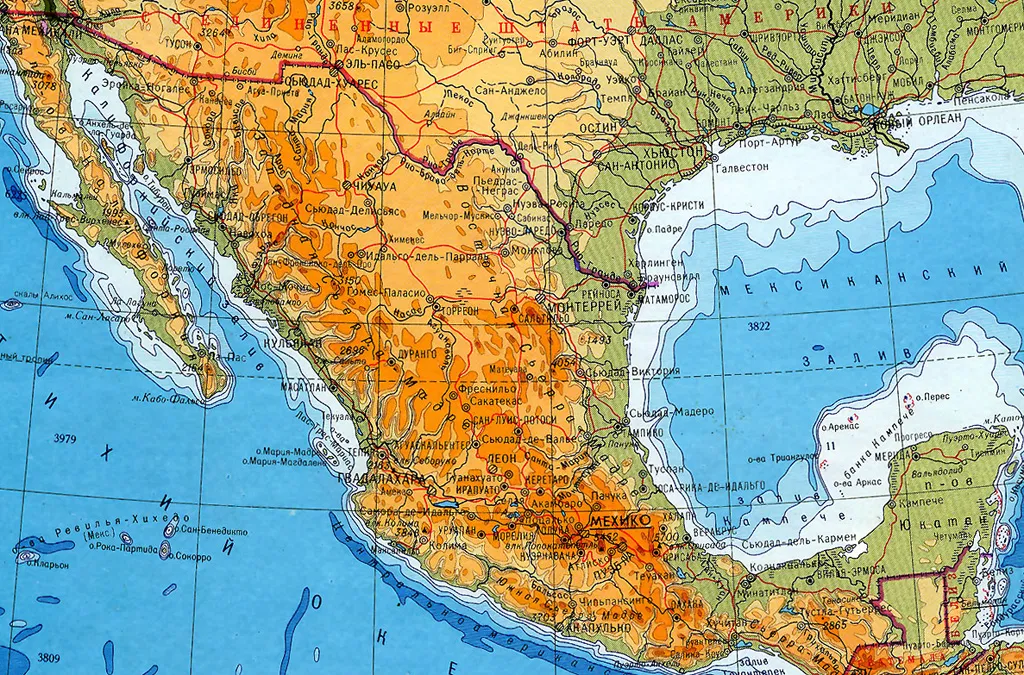 Мексика находится в сша. Мексиканское Нагорье на карте Северной Америки.