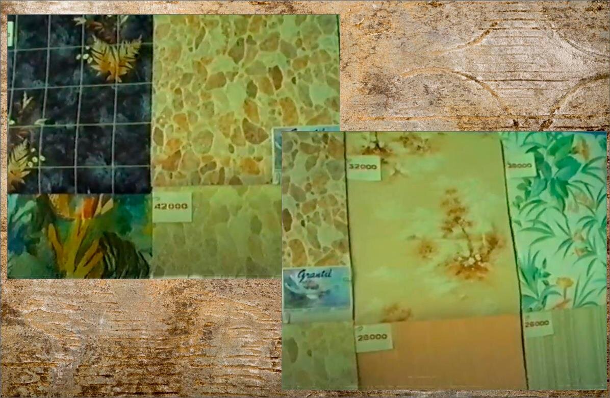 Коллаж автора- кадр из магазина стройматериалов 1994 год, обои, листайте далее