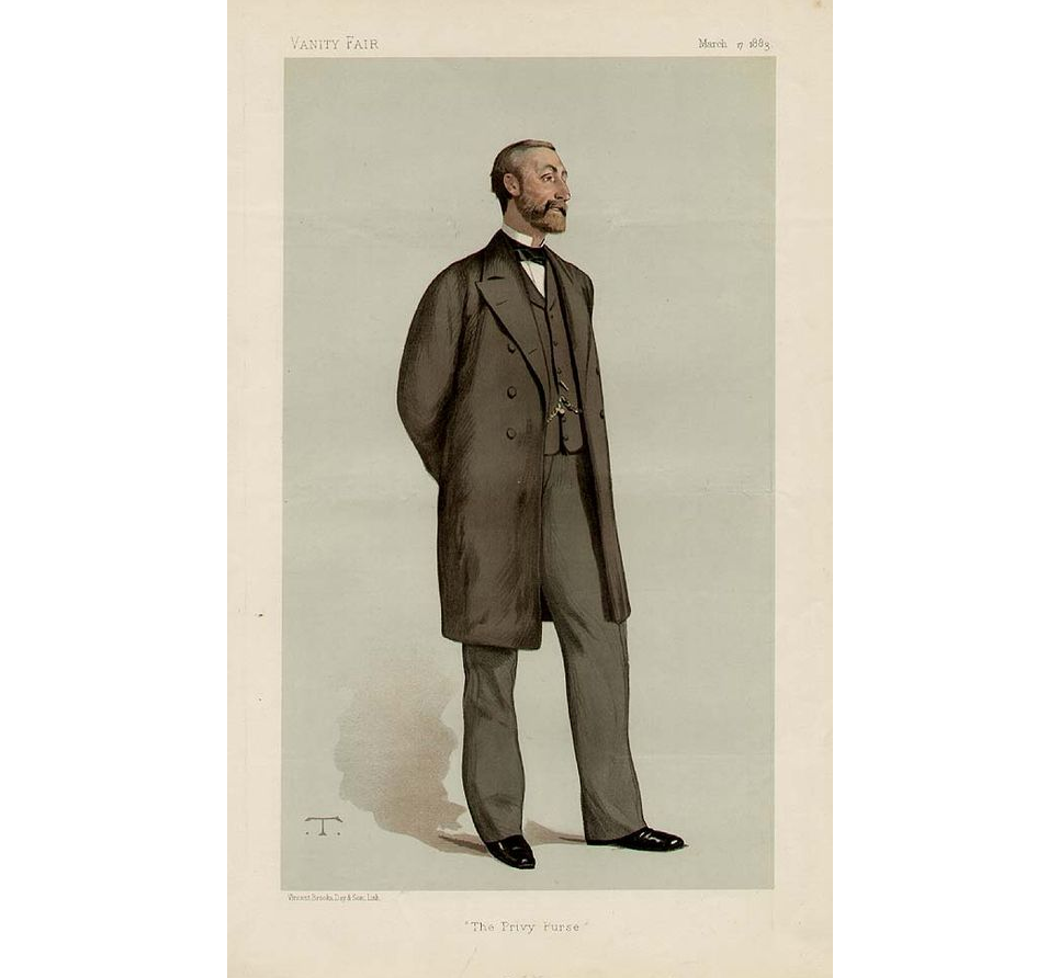 Карикатура Vanity Fair на личного секретаря королевы, сэра Генри Фредерика Понсоби, Теобальд Шартран, 1883. (сс) Wikimedia Commons