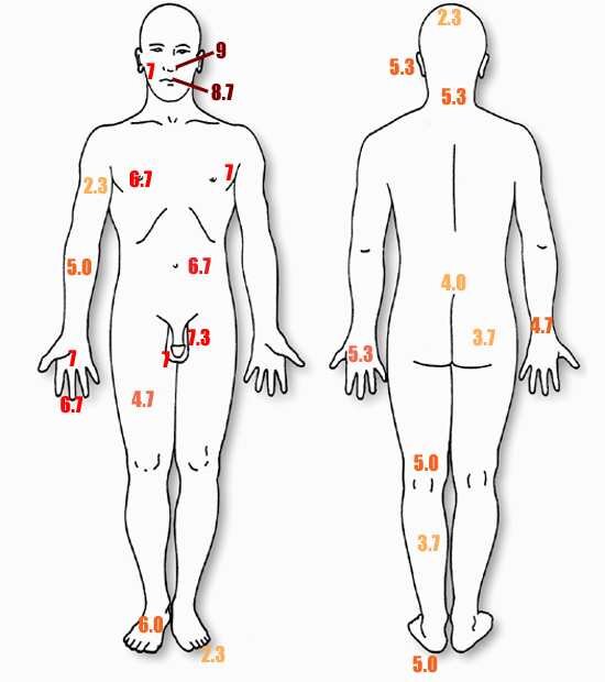Точки воздействия при заболевании мышц малого таза.