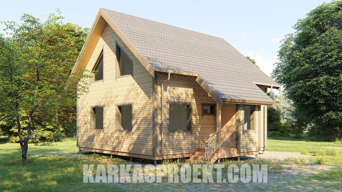 Каркасный дом с мансардой по проекту КД-06