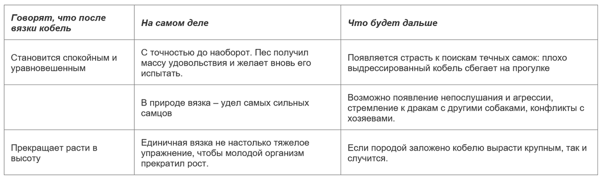 Утверждение про вязку собак