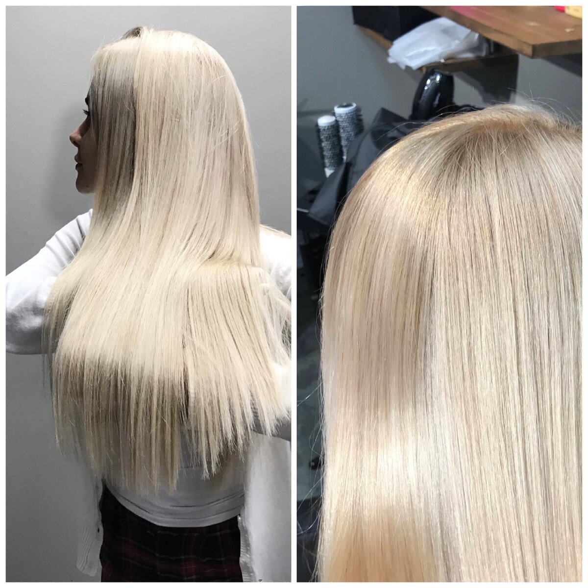 Да да, вот эти волосы продолжают сиять только благодаря косметическому восстановлению