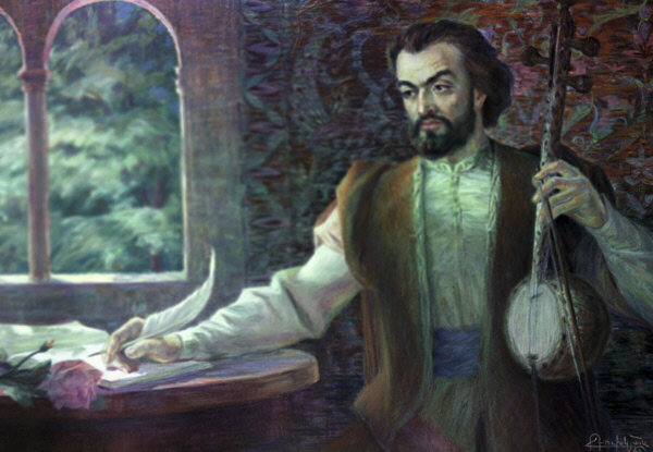 Армянский поэт и ашуга Саят-Нова (Арутюн Саядян) XVIII века. Художник Рачья Рухкян. 