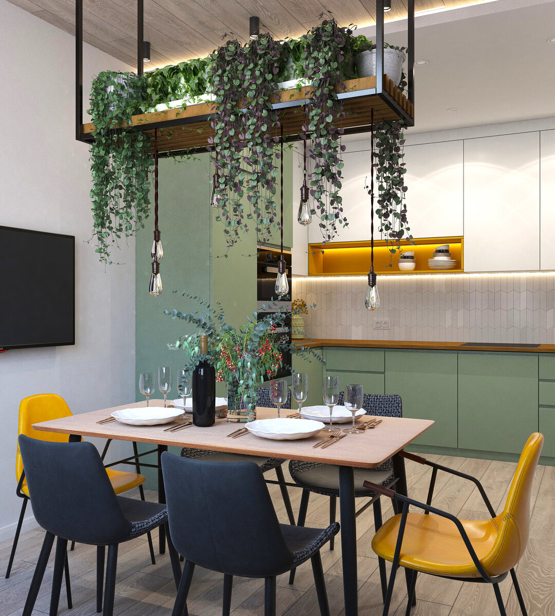 Наш дизайн-проект кухни-столовой в евротрешке.