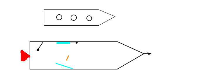 Один корабль включил двигатель. Отвес отклонился назад, фиксируя ускорение. Зеркало наклонили, отбивая импульс немного вперед, чтобы попасть в верхнее зеркало.