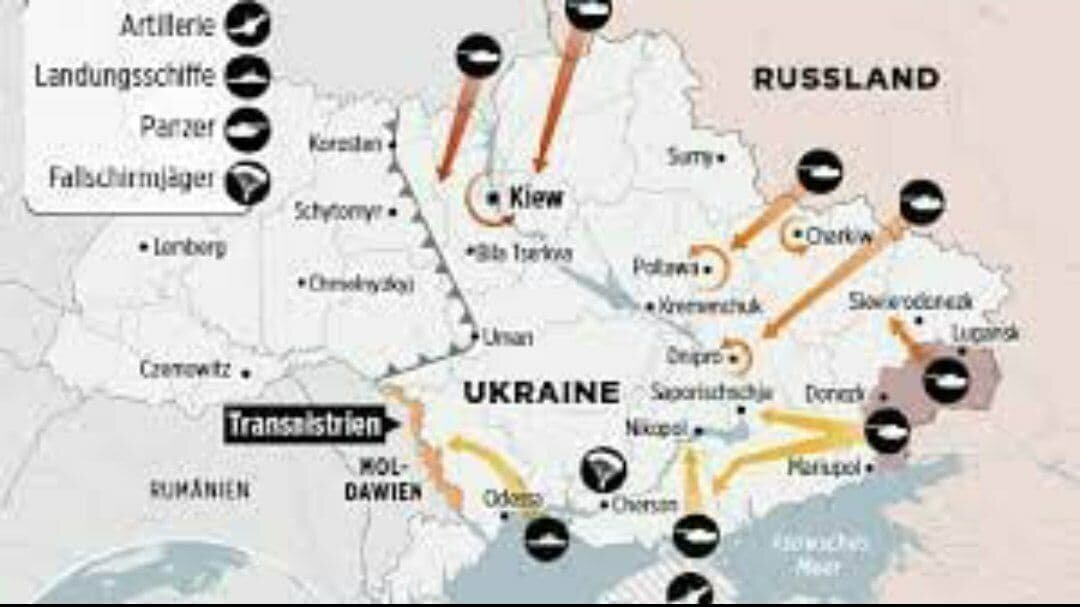 Карта нападения России на Украину из Bild