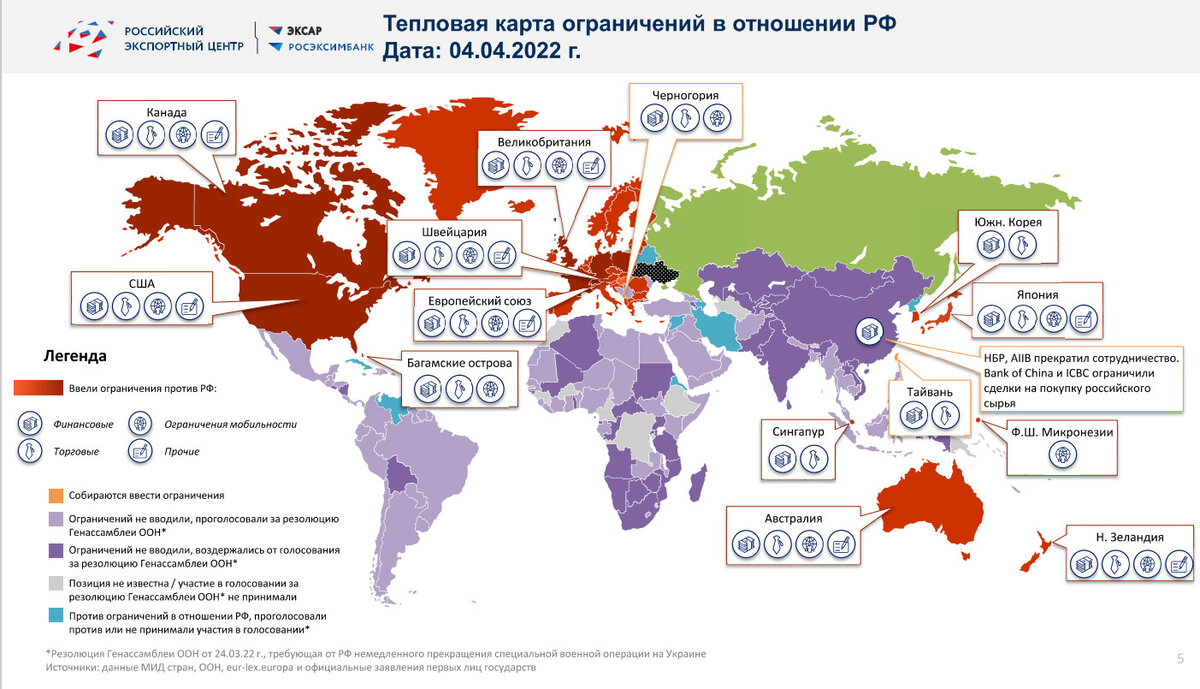 Карта ограничений от Российского экспортного центра