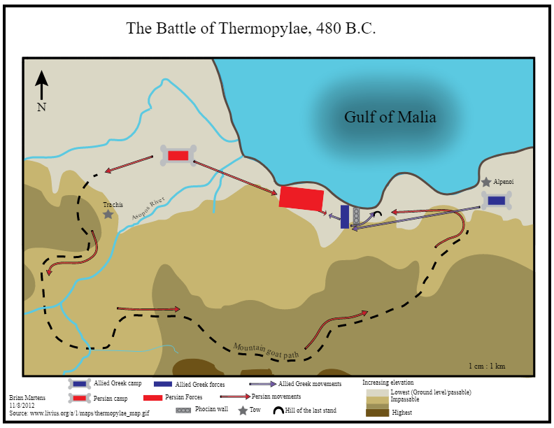 Фермопильское сражение карта