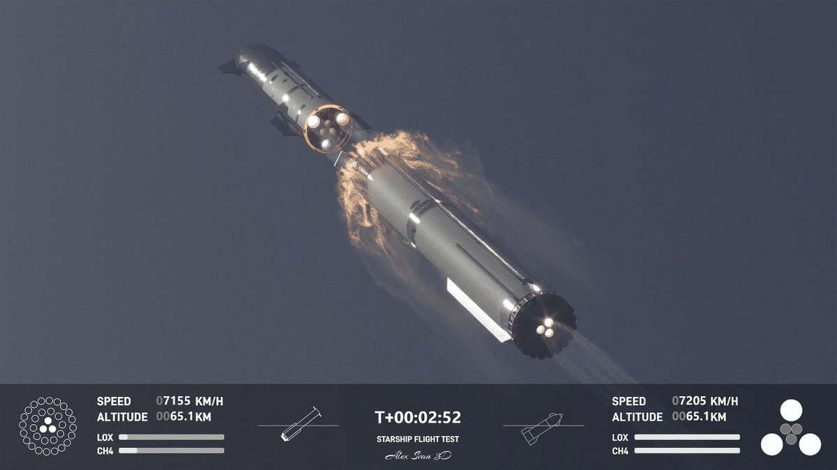    Рендер разделения ступеней Starship / © Alex Svan