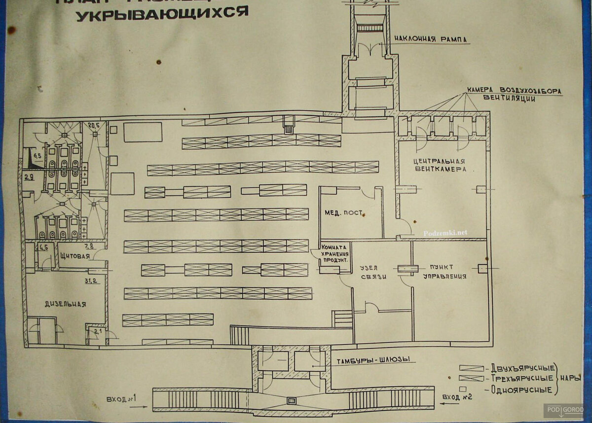 План советского бомбоубежища