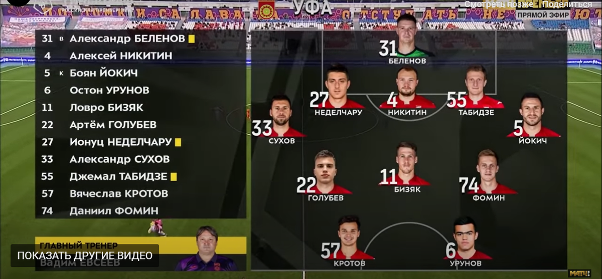 Нужно поменять позициями Бизяка и Урунова