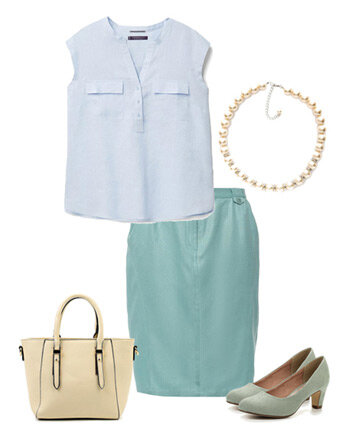 Блуза  Violeta by Mango. Юбка O`Queen. Туфли Tamaris. Сумка Johnny. Колье Krikos. 