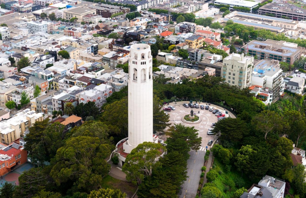 Башня построена из железобетона, её высота — 64 метра