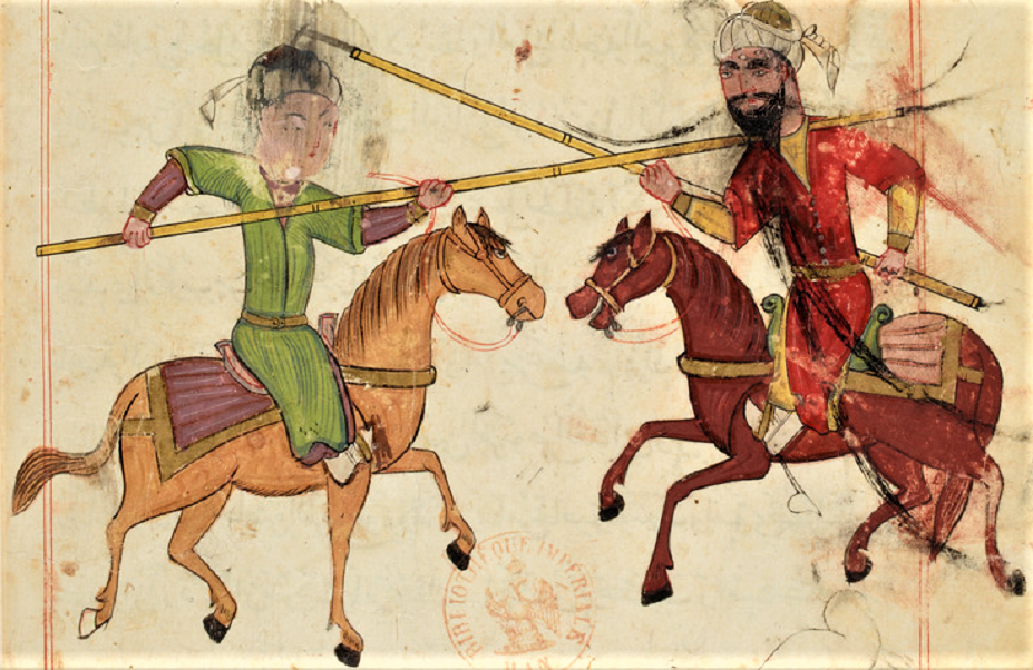 Обучение владению копьем. Рис. из трактата Kitsab al-makhzun jami` al-funun (ок. 1470).