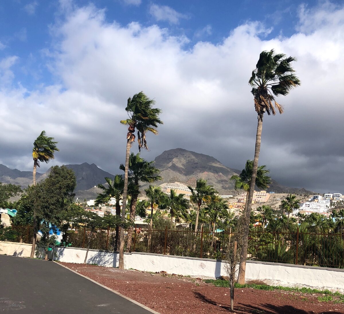 Канарские острова. Тенерифе Испания. Город Адехе вид на горы.