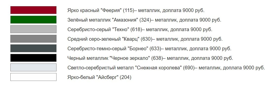 Доступные цвета кузова