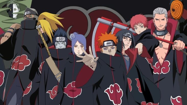 Вселенная : Naruto
Уровень сил: Колеблется от 9 до 7, большая часть персонажей находится на 8 уровне сил
Классификация: Клуб по интересам (религия, финансы, искусство), тайная организация
Возраст: Более 10 лет
Функции/цели: Захват Джинчуурики/Биджу и установление мирового господства; воссоздание Джуби и использование Муген Цукуеми (настоящая цель)
Местоположение: Селение скрытого дождя, множество баз по всему миру
Количество Участников: Основной состав 10 человек + тайный лидер, в основном единовременно не более 10 + союзники самих членов организации