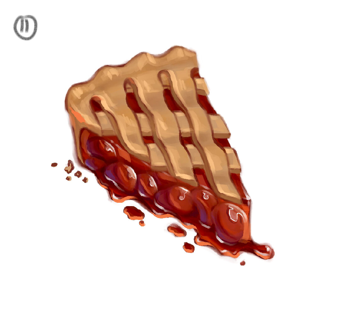 Рисунок тертый пирог с вишней карандашом