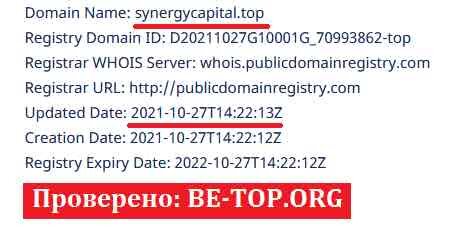 Возможность снять деньги с "Synergy Capital" не подтверждена.