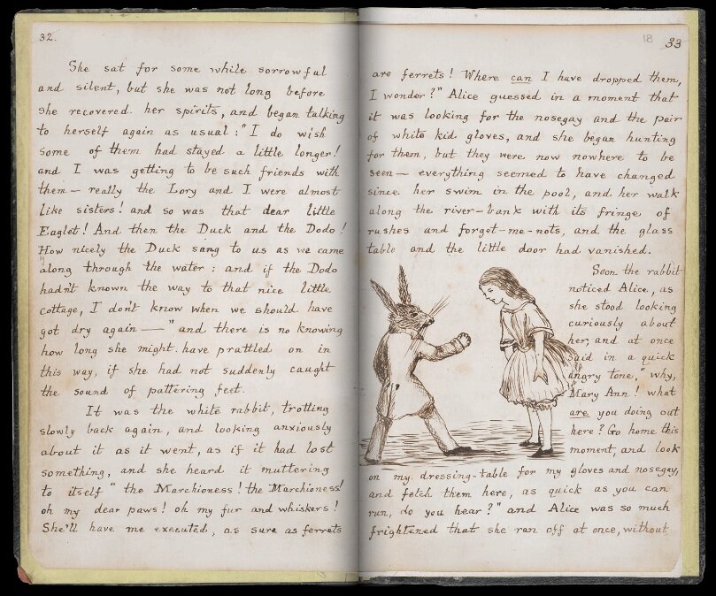 Алиса в стране чудес. Рукопись автора. Британская библиотека, национальная библиотека Великобритании