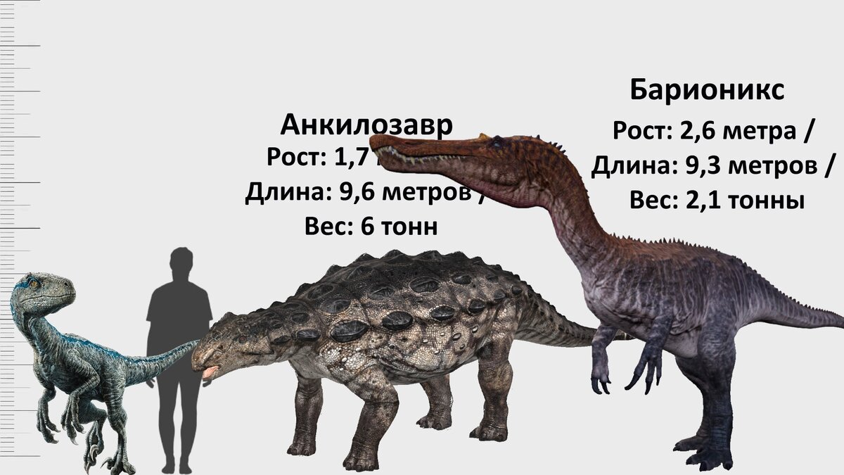 Сравнение всех динозавров из Мира и Парка Юрского периода